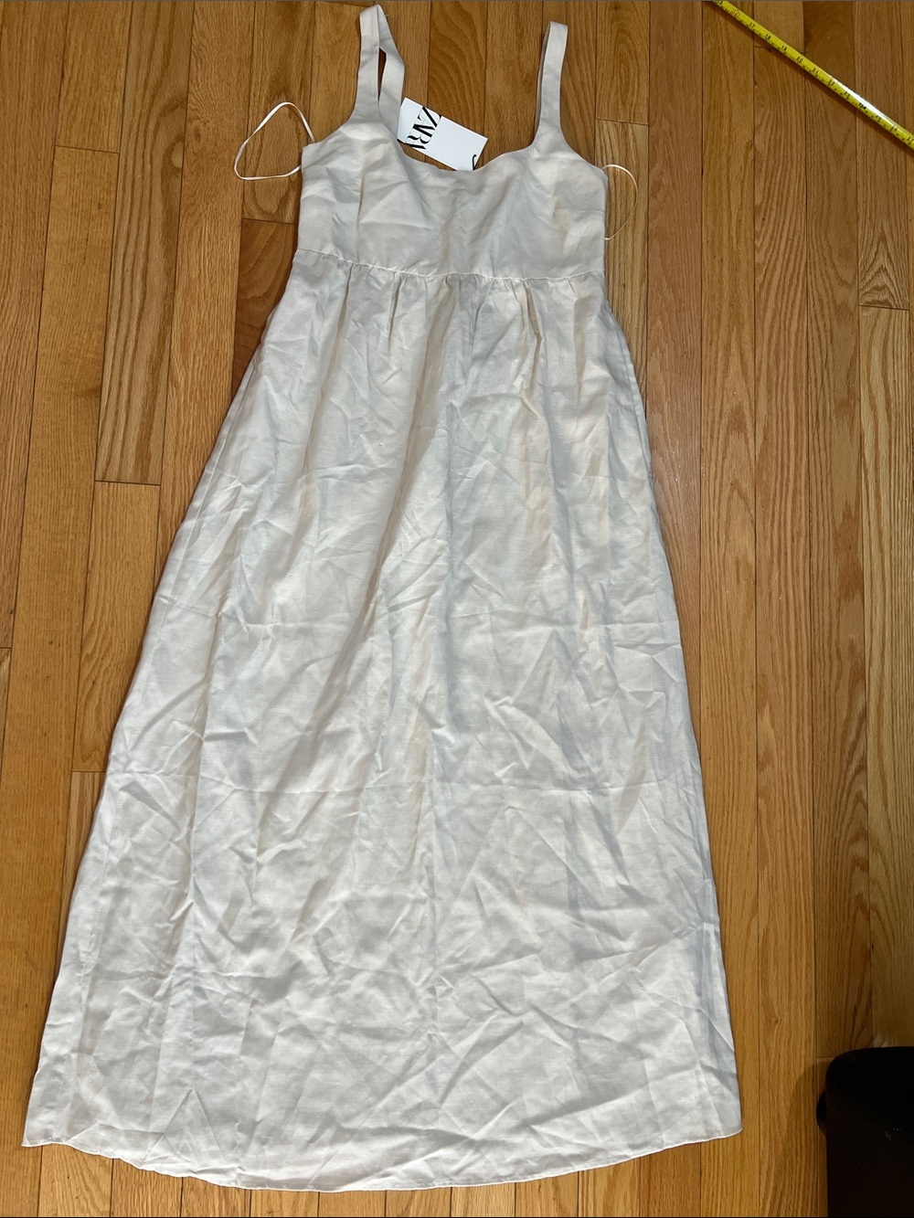Zara cream Sleeveless Linen-Blend Maxi Dress